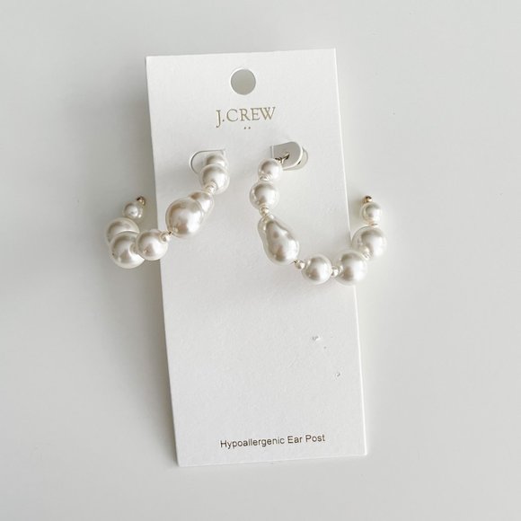 J. Crew Factory Pearl Hoop Earrings - Picture 3 of 3